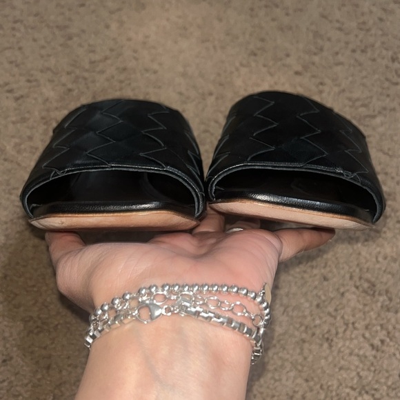 Veronica Beard Kiele Woven Leather Open Toe Mule Black 10.5 - Picture 6 of 9